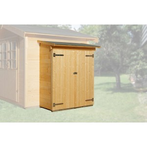 Armoire d'extension lasurée, 65x128cm, adaptée aux abris de jardin Weka avec épaisseur de paroi 19/21mm.