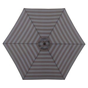 Doppler Marktschirm MyZone blau-grau, gestreift, mit Knickfunktion, von oben.