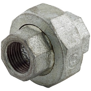 Schraubfitting 18,6 mm aus Temperguss für Rohre, gerade Form, werkzeuglose Montage.