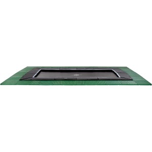 Trampolino rettangolare da incasso EXIT Dynamic nero 275 x 458 cm con piastre di sicurezza Freezone verdi.