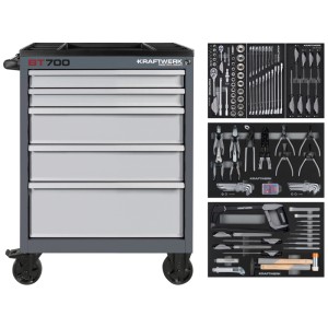 Servante d'atelier Kraftwerk BT700 avec 5 tiroirs et assortiment d'outils.