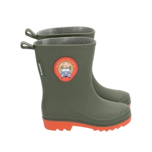 Stivali da pioggia per bambini Blackfox Roadtrip color kaki taglia 33/34 con patch "Road Trip".