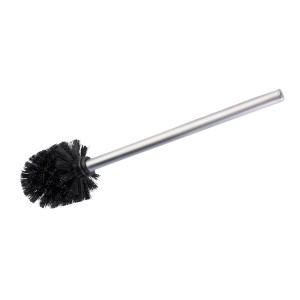 Brosse WC Wenko avec tête noire mate et manche en acier inoxydable.