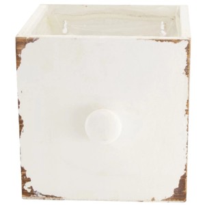 Vaso per piante in legno bianco a forma di cassetto, stile shabby chic, 15x15x15 cm. Figure decorative per la casa e il giardino.