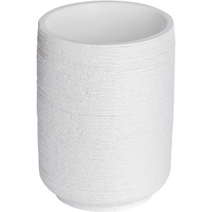 Weißer Wenko Zahnputzbecher Goa neo aus Polyresin mit feiner Struktur.