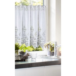Panneau de rideau de fenêtre blanc à motif graphique, 50x155 cm, collection Neusser.