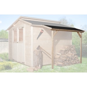 Auvent Weka type 4, 80x200 cm, naturel, comme stockage de bois pour abri de jardin.