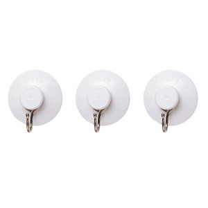 Lot de 3 crochets à ventouse blancs Tiger pour salle de bain et cuisine.