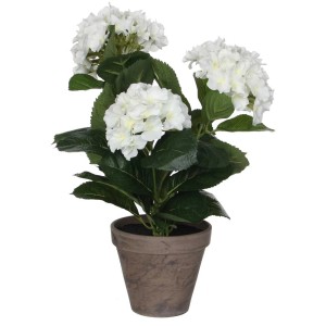 Ortensia artificiale bianca in vaso, Ø 35 cm, altezza 40 cm.