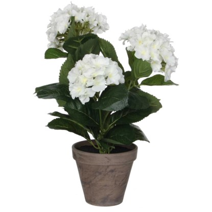 Mica Decorations Kunstpflanze Hortensie Weiss Topf Ø 35 cm / Höhe 40 cm