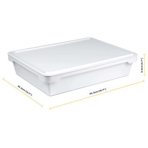 Boîtes à pâte à pizza Ooni, 2 récipients en plastique blanc avec couvercles, empilables, env. 42x32x9cm, pour ustensiles de grill.