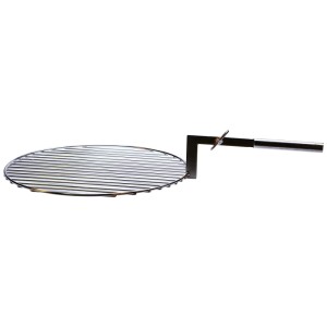 Grille ronde Nouvel Beta en acier inoxydable avec poignée pour une prise en main sûre.