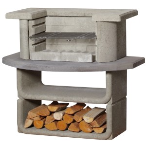 Barbecue Buschbeck Kingston en béton avec grille et compartiment à bois. Idéal pour les grillades.