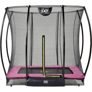 Trampolino rettangolare da giardino EXIT Silhouette 153x214cm rosa con rete di sicurezza.