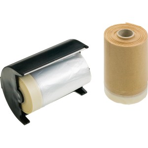 Kit LUX film et ruban adhésif avec film de masquage, ruban crêpe et papier de protection.