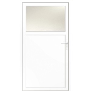 Porte d'entrée secondaire en plastique blanc Schwerin, DIN gauche, avec vitrage ISO.
