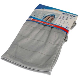Set panni asciugatura bicchieri, 2 panni microfibra grigio chiaro (40x70cm) per brillantezza senza aloni.
