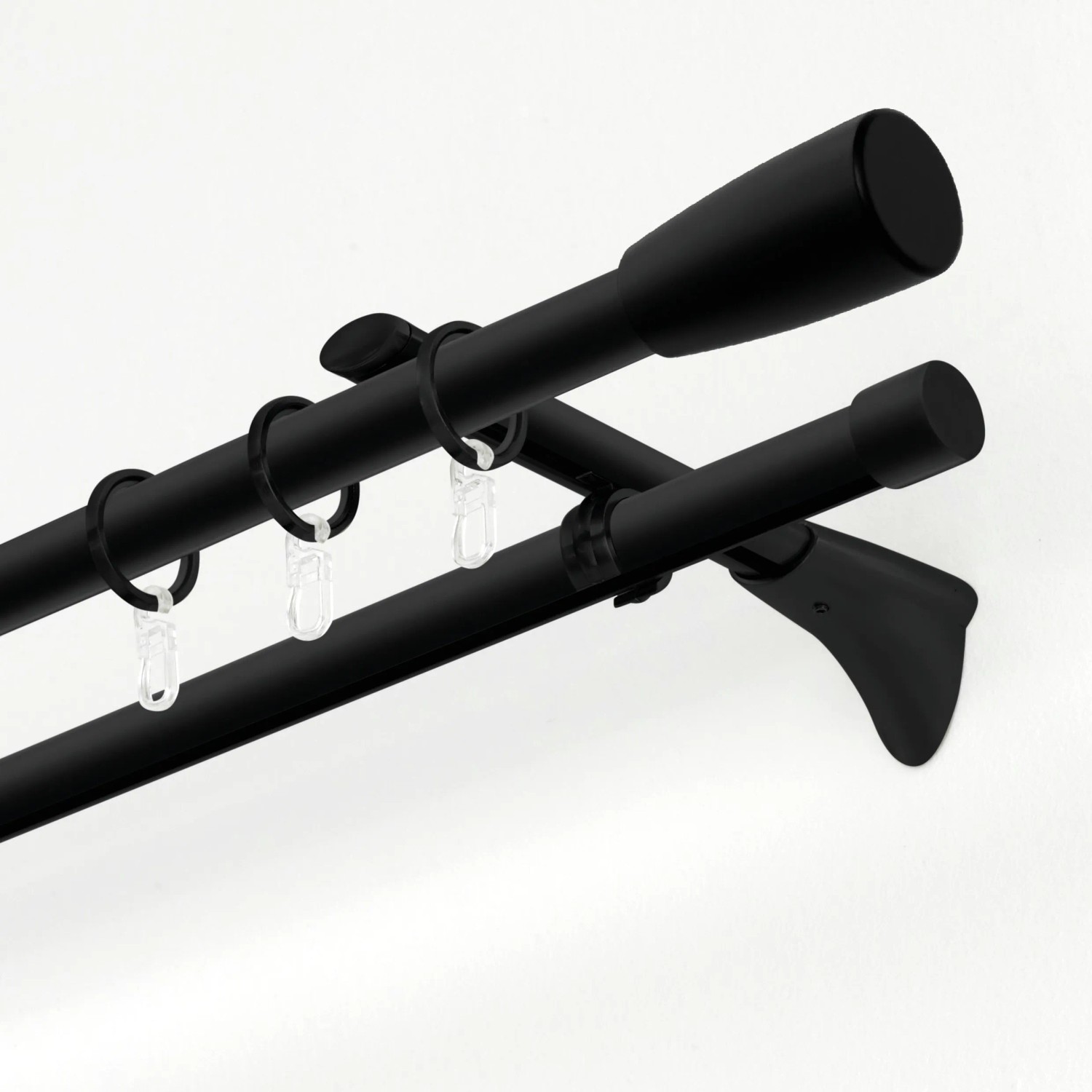 Tringle à Rideaux Gardinia 120 Cm - Métal Noir Mat Pour Rideaux Coulissants