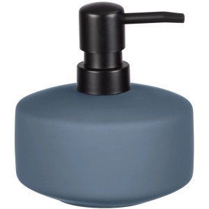 Dispenser sapone blu in ceramica Wenko Avellino con erogatore nero, capacità 0,38 l.