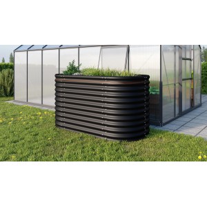 Letto rialzato da giardino in metallo nero Vitavia Vita 858 in un giardino, ideale per verdure e piante.