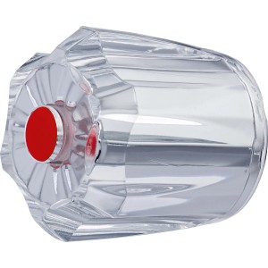 Maniglia di ricambio in acrilico trasparente (13 mm) per rubinetti, con indicatore rosso per acqua calda.