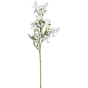 Fleur artificielle renoncule crème, 74 cm de haut, pour une décoration intérieure élégante.
