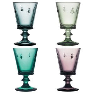 Set di bicchieri da vino multicolore La Rochere "Abeille", 4 bicchieri con decoro api.