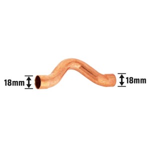 Curva a gomito in rame per saldatura, Ø 18 mm, raccordo per tubi, per collegamento permanente mediante saldatura.