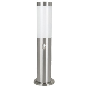 Lampada da esterno a colonna Helsinki in acciaio inox con sensore, altezza 45 cm.