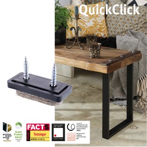Set de patins pour meubles Wagner QuickClick Ultrasoft, 4 pièces, 32x15mm, marron, pour sols délicats.