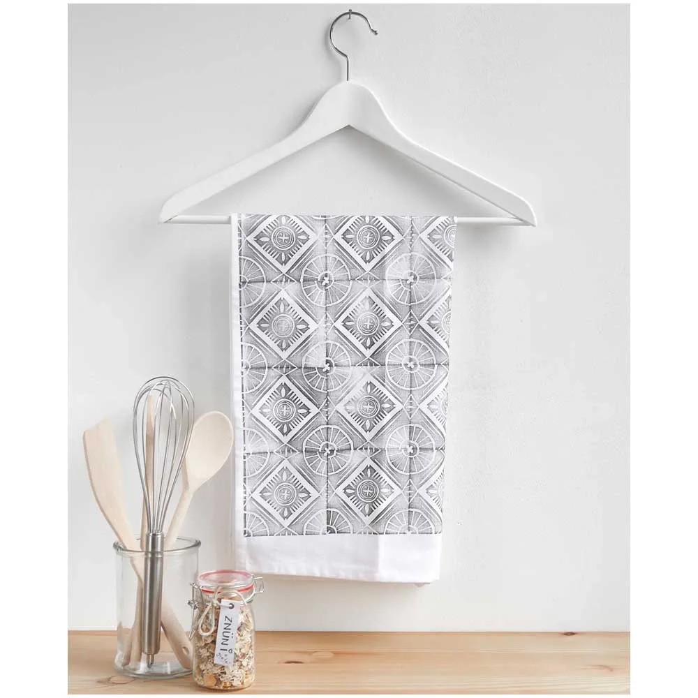 Lot De 8 Torchons Rouleau Stuco 50x70cm – Blanc à Carreaux, Coton/polyester