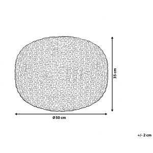 Schéma : Pouf Beliani Conrad beige, pouf rond en tricot, Ø 50 cm, hauteur 35 cm.