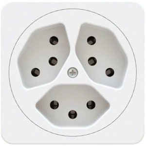 Prise en saillie maxONE avec 3 connexions T13, 10A, 250V, blanc.