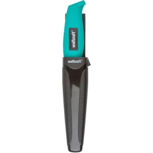 Coltello da esterno Wolfcraft con lama seghettata nel fodero. Coltello con manico ergonomico e attacco per cintura.