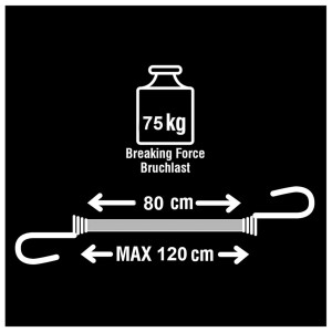 Tendeur de bagages Master Lock SteelCor, 80cm, capacité de charge jusqu'à 75kg, avec crochets.