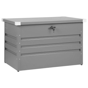 Box contenitore Cebrosa Beliani grigia in acciaio, 60x100x62cm, chiudibile a chiave, per giardino e terrazzo.