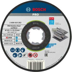 Disco da taglio rotondo Bosch X-Lock per Inox e metallo, Ø 125 mm, con foro a stella per smerigliatrici.