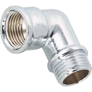Coude fileté en laiton chromé, 18,6 mm x 21 mm, pour tuyaux d'eau potable et de chauffage.