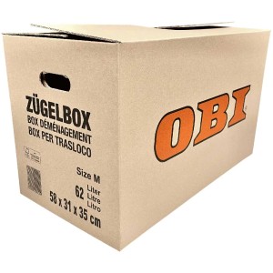 Scatola per trasloco OBI, a 2 onde, 62 l, taglia M. Robusta scatola pieghevole in cartone certificato FSC® con maniglie.