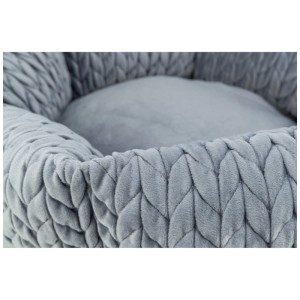 Panier pour chien rond gris Trixie Livia en polyester, couchage confortable.