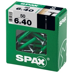 Spax tassello a chiodo 6x40 mm, 50 pezzi in scatola verde con finestra.