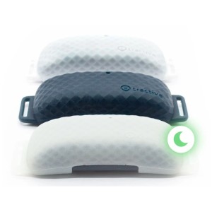 Fixation pour collier Tractive GPS CAT 4, lot de 3 en bleu, blanc et phosphorescent.