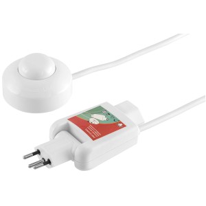 Prise blanche à boucle avec variateur universel pour lampes LED, halogènes et à incandescence, câble de 2 m.