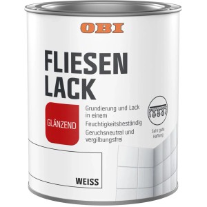 Dose OBI Fliesenlack Weiß Glänzend, Speziallack für Wandfliesen im Innenbereich.