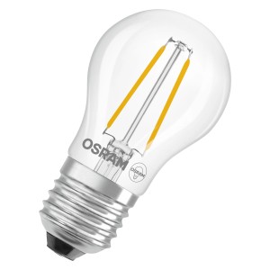 Lampadina LED Osram E27 a goccia, 1.8W, chiara. Luce LED per applicazioni versatili.