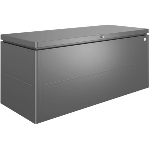 Biohort LoungeBox 200, gris foncé métallisé, idéal pour ranger articles de jardin et coussins.