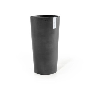 Pot de fleurs haut Ecopots Amsterdam gris foncé, 41x76 cm, idéal pour l'intérieur et l'extérieur.