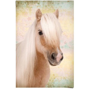 Maxiposter Sweet Horse (61x91,5 cm): Nahaufnahme eines hellen Ponys vor gemustertem Hintergrund.