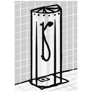 Rideau de douche transparent Spirella Ombrella, 200x170 cm, avec cadre chromé.