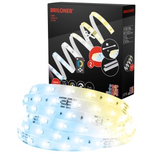Kit iniziale striscia LED Briloner, 2 m, con telecomando per la regolazione della temperatura colore.